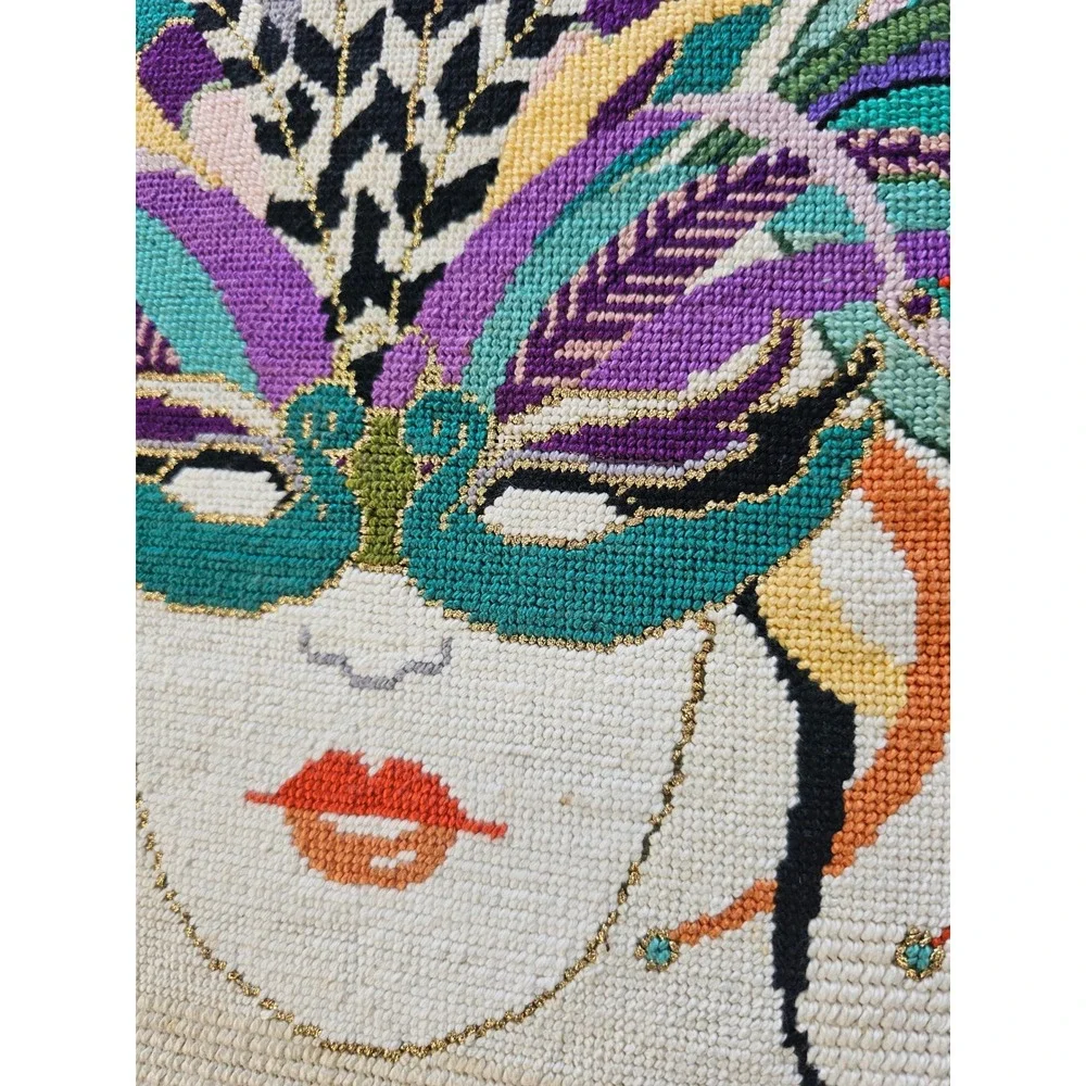 Lee's Needle Arts Peacock‎ Mask Needlepoint Masquerade Art Large Framed 24x28